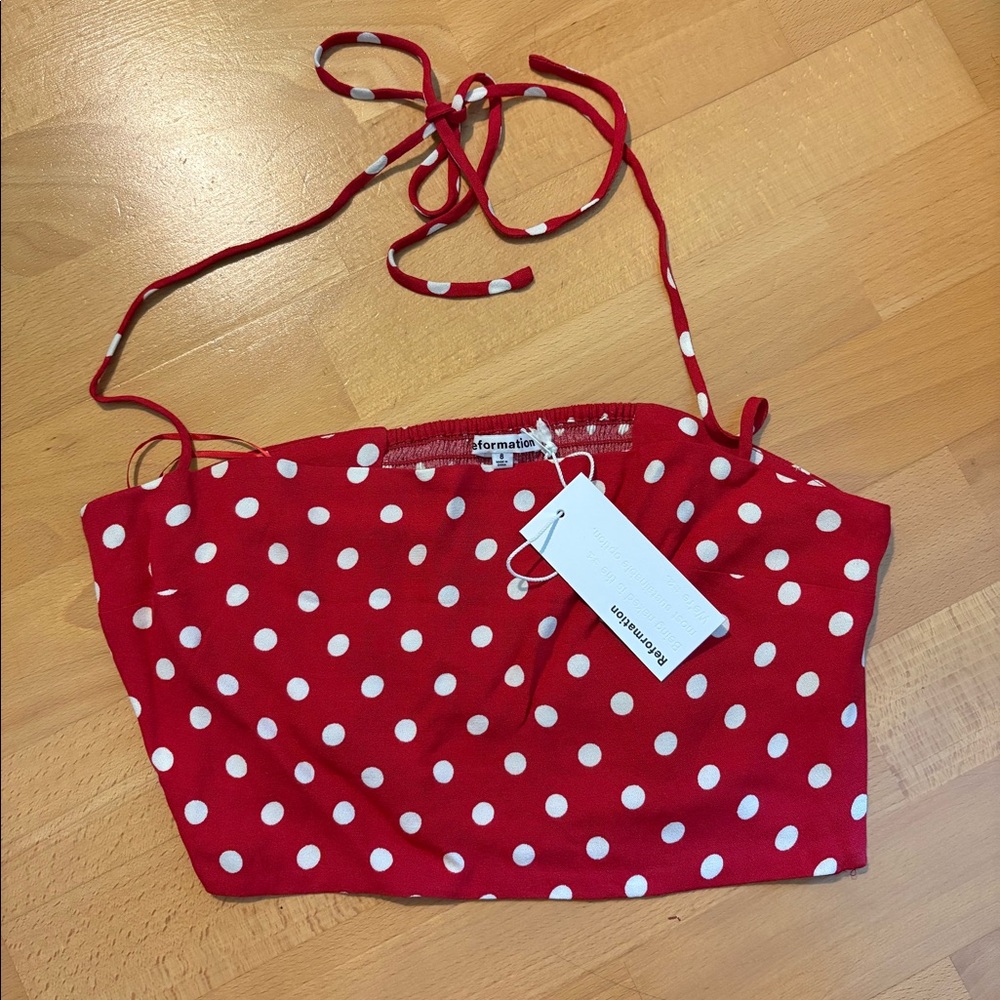 Reformation Red Voyage Polka Dot Top & Skirt Set - Picture 4 of 8